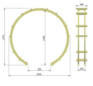 Pergola circulaire Moongate en bois traité – Arche décorative de jardin- 250 cm