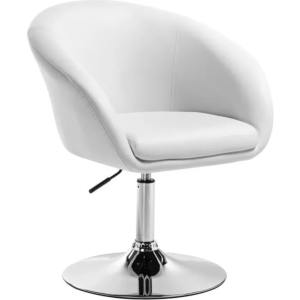 Fauteuil club pivotant blanc en simili cuir – Hauteur réglable