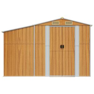 ABRI de jardin métal galvanisé imitation bois , auvent range buches, 10,15 m²