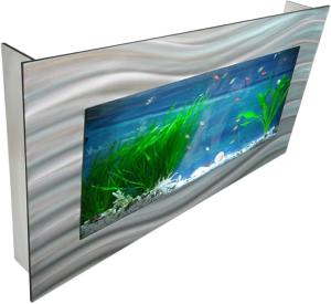 AQUARIUM mural 115x58x11 cm, aluminium brossé noir