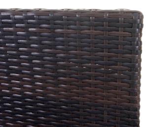 BANC avec coffre de rangement, resine tressée marron, coussin beige