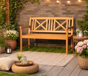 Banc de jardin en bois massif exotique, 120 cm