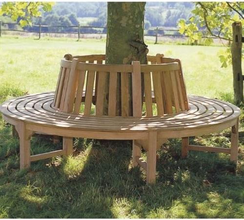 BANC de jardin tour d'arbre en teck, 180 cm