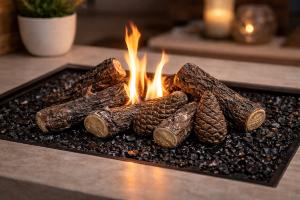 Lot de 9 bûchettes décoratives en céramique pour cheminée éthanol