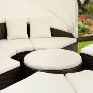 Canapé de jardin rond, résine tressée - 230 cm - marron
