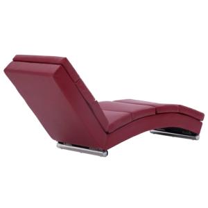 CHAISE longue ergonomique cuir rouge bordeaux