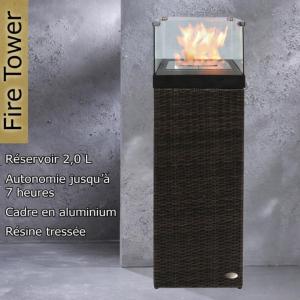 Cheminée éthanol design sur colonne 120 cm – Ambiance feu intérieur & extérieur