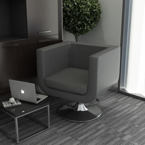 Fauteuil Design Club, cuir, gris