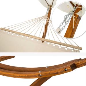 HAMAC JARDIN XXL bois - 420 cm + toit amovible