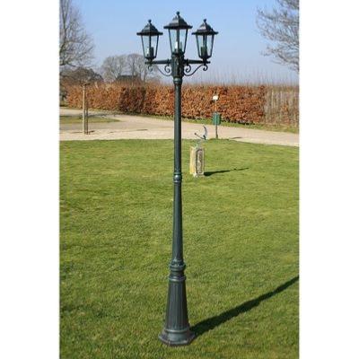 Lampadaire, lampe jardin extérieur 3 têtes, noir et vert foncé