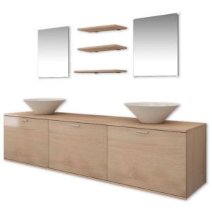 MEUBLE de salle de bain complet beige, double vasque