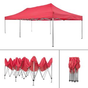CHAPITEAU pliant 6 x 3 m, aluminium, toile rouge