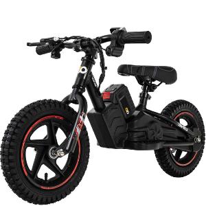 VELO ELECTRIQUE enfant, 250 watts, roues 12 pouces, noir/ rouge