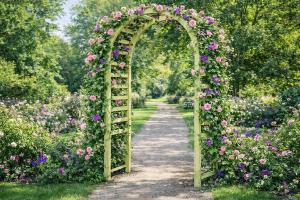 Arche de jardin bois FSC 230 cm – 130 cm de largeur avec treillis