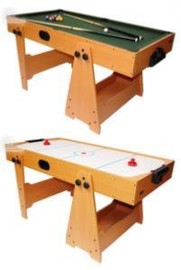 Table BILLARD / AIR-HOCKEY en bois 2 en 1, pliable