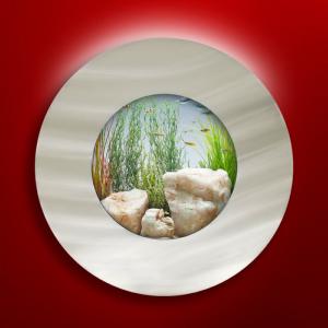 AQUARIUM mural rond, 560 mm, aluminium/verre, argent