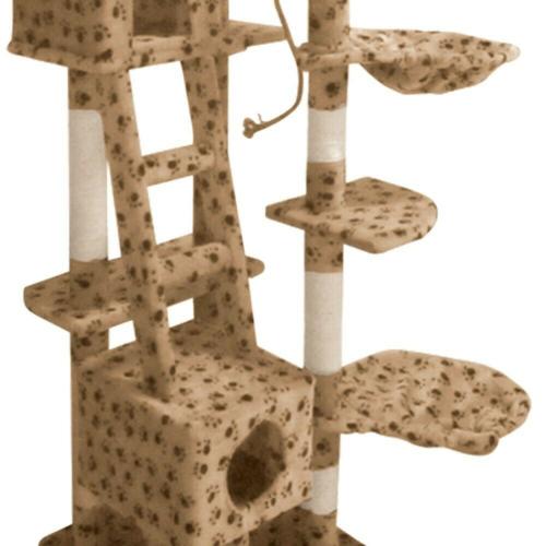 Arbre A Chat Xxl De 250 Cm Beige Avec Pattes De Chat