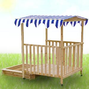 Bac à sable avec abri en bois avec toit, pour enfants