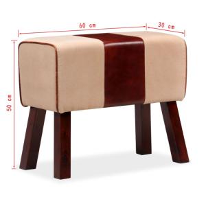 BANC, bois recouvert cuir de chèvre, 60 cm