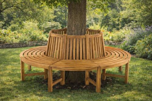 BANC de jardin circulaire, tour d'arbre teck, 200 cm