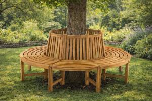 BANC de jardin circulaire, tour d'arbre teck, 200 cm