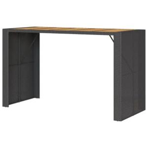 BAR de jardin en résine tressée noir et acacia, 8 places