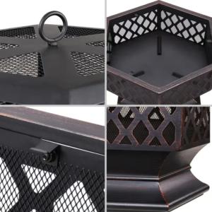 Brasero de jardin Ø 70 cm avec couvercle – Tisonnier et housse – ACCAPULCO