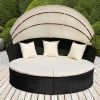 Canapé de jardin rond modulable en résine tressée, 10 coloris