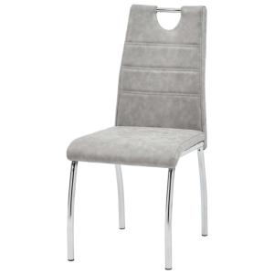 CHAISES salle à manger, similicuir gris clair, lot de 6