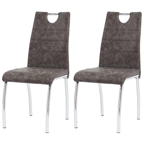 CHAISES salle à manger, similicuir marron, lot de 2