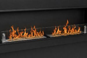 Cheminée bio-éthanol murale FIREPLUS – 165 cm – 2 brûleurs – Design premium