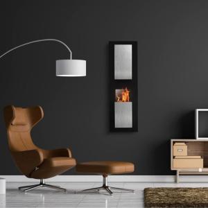 Cheminée bio-éthanol murale NERIA avec vitre – Hauteur 114 cm
