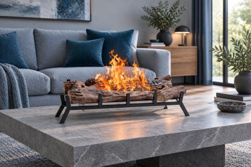 CHEMINEE éthanol à poser, design feu de bois