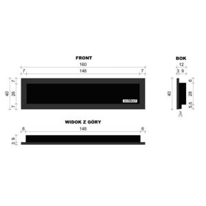 CHEMINEE ETHANOL Luxe inox noir mat ou laqué, 160 cm, 4 brûleurs, MAINE