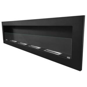 CHEMINEE ETHANOL Luxe inox noir mat ou laqué, 160 cm, 4 brûleurs, MAINE
