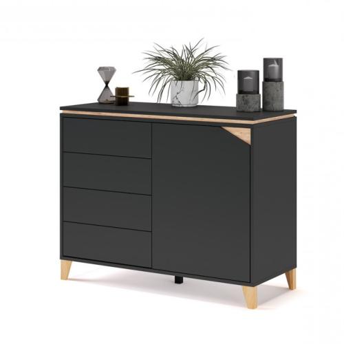 COMMODE anthracite sur pieds, 110 cm, modèle ELEGANT