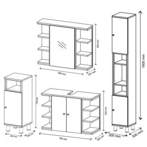 Meuble bas salle de bain, anthracite, modèle MAJOR