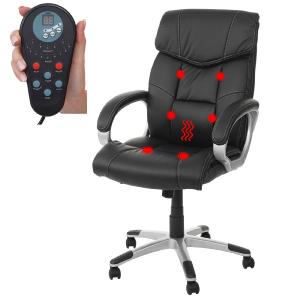 FAUTEUIL BUREAU,  cuir noir, 6 points de massage
