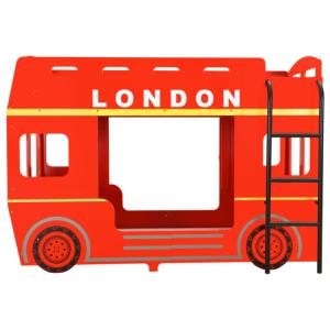 Lits superposés enfant, décor bus anglais, sommier 200 x 90 cm