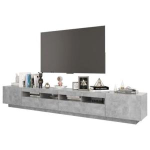 Ensemble meubles bas TV, gris béton, 260 cm, éclairage led, TRIVELA