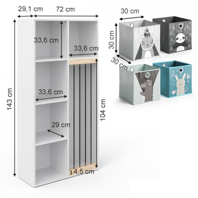 Meuble de rangement cube MERLIN enfant bleu 7 cases