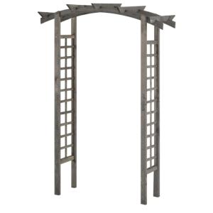 PERGOLA arche en bois gris, avec treillis