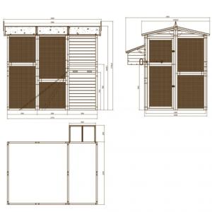 Poulailler, clapier XXL, bois massif gris/blanc, modèle OLEAN