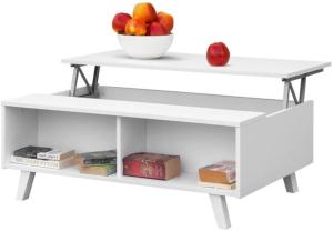 TABLE basse, 100 x 65 cm, plateau relevable, blanche, modèle THALES