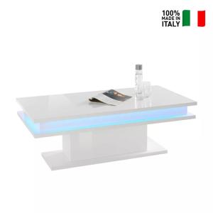 TABLE basse bois, avec éclairage LED, 100 cm, modèle ATIAS, 4 coloris