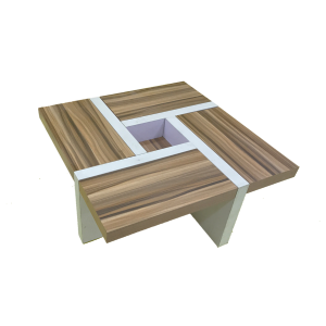 TABLE basse design, modèle OREGON, brun, support blanc