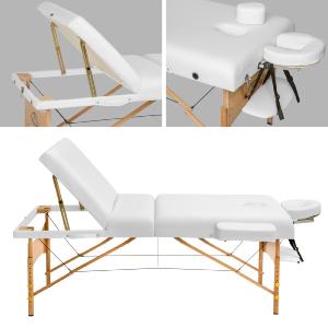 TABLE de massage PRO avec accessoires, 3 zones, pliante, blanche