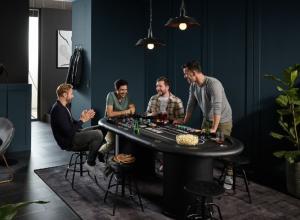 TABLE de POKER grand luxe, 215 cm, jusqu'à 10 places, LED