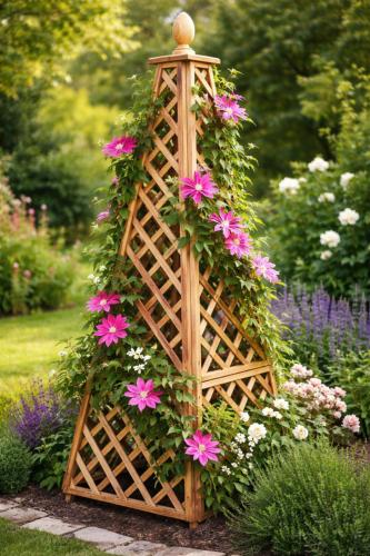 Obélisque treillage en bois de mélèze pour plantes grimpantes, 185 cm