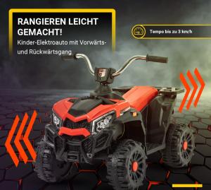 QUAD ELECTRIQUE ENFANT, 20 Watts, rouge et noir